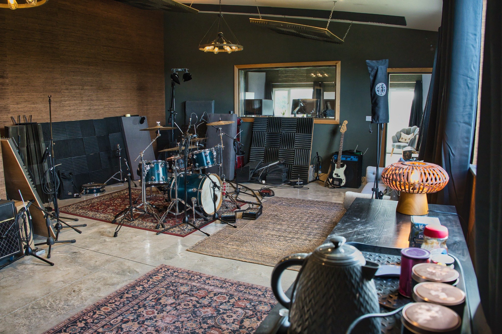 Live room prepared for a recording session