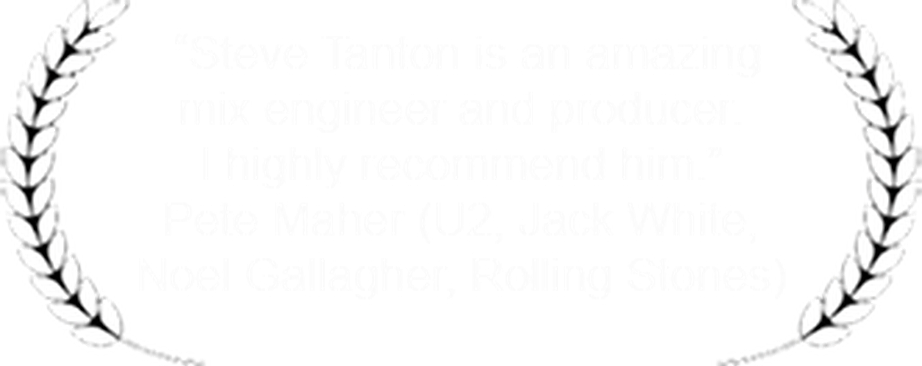 Steve Tanton is an amazing mix engineer and producer. I highly recommend him. Pete Maher — U2, Jack White, Noel Gallagher, Rolling Stones.